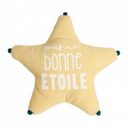 COUSSIN ETOILE JAUNE 35X35X5CM
