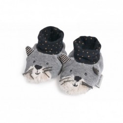 Chaussons chat gris clair...
